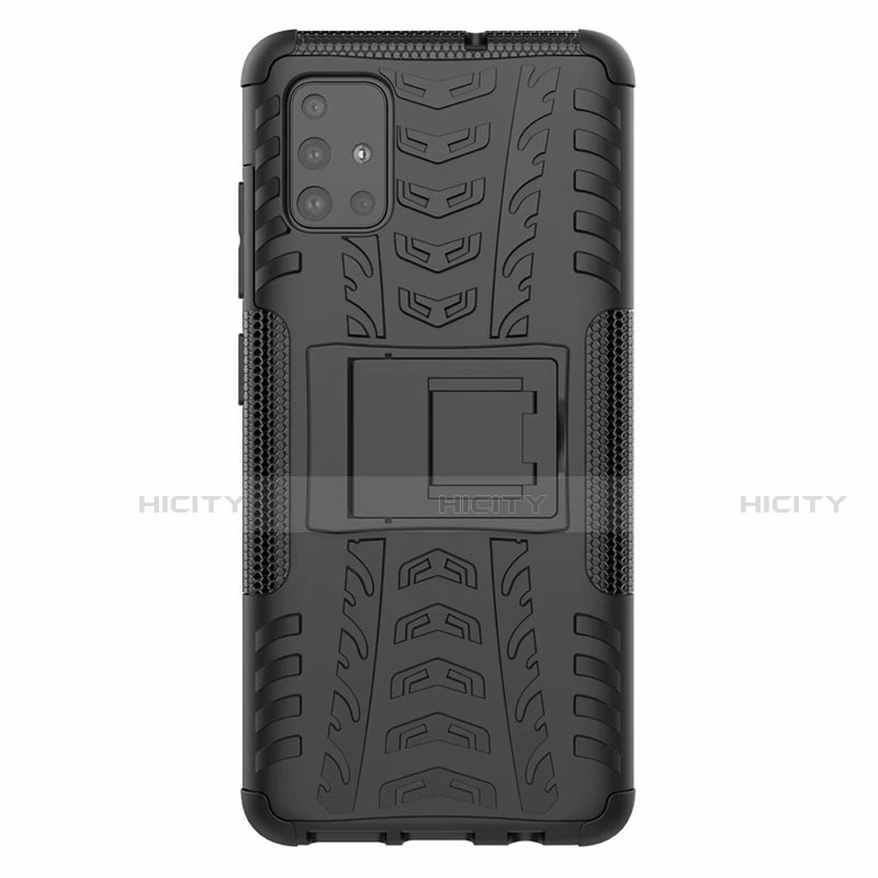 Coque Contour Silicone et Plastique Housse Etui Mat avec Support pour Samsung Galaxy A51 4G Plus