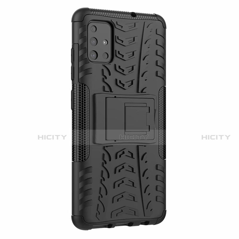 Coque Contour Silicone et Plastique Housse Etui Mat avec Support pour Samsung Galaxy A51 4G Plus