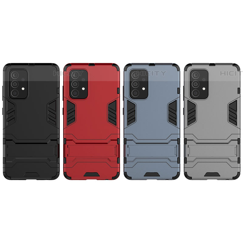 Coque Contour Silicone et Plastique Housse Etui Mat avec Support pour Samsung Galaxy A52 4G Plus