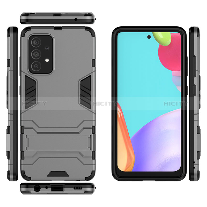 Coque Contour Silicone et Plastique Housse Etui Mat avec Support pour Samsung Galaxy A52s 5G Plus