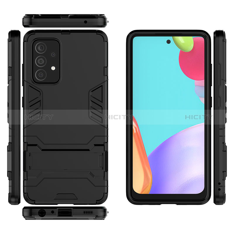 Coque Contour Silicone et Plastique Housse Etui Mat avec Support pour Samsung Galaxy A52s 5G Plus