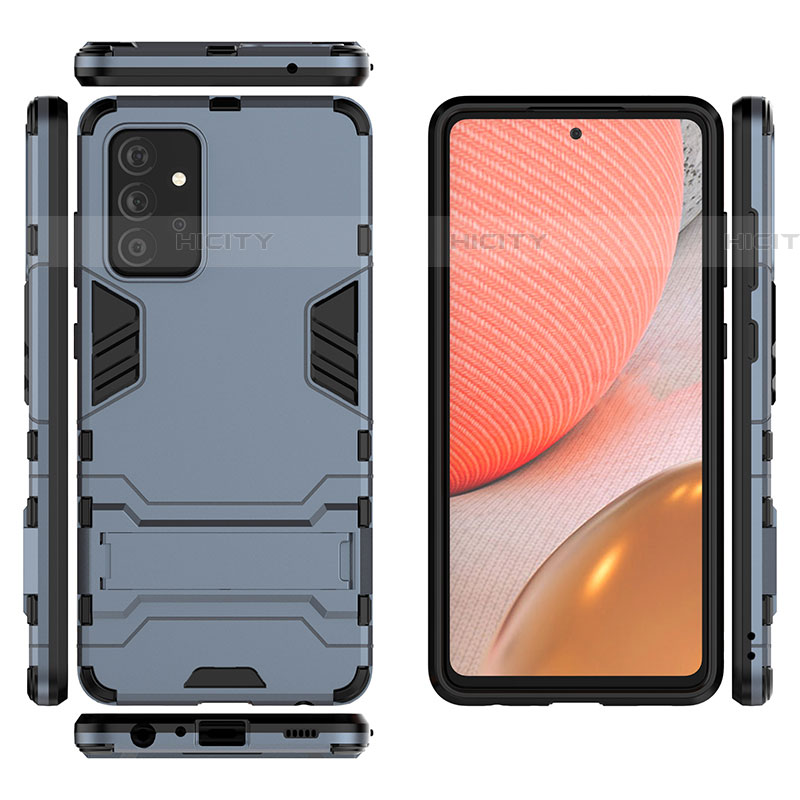 Coque Contour Silicone et Plastique Housse Etui Mat avec Support pour Samsung Galaxy A72 5G Plus