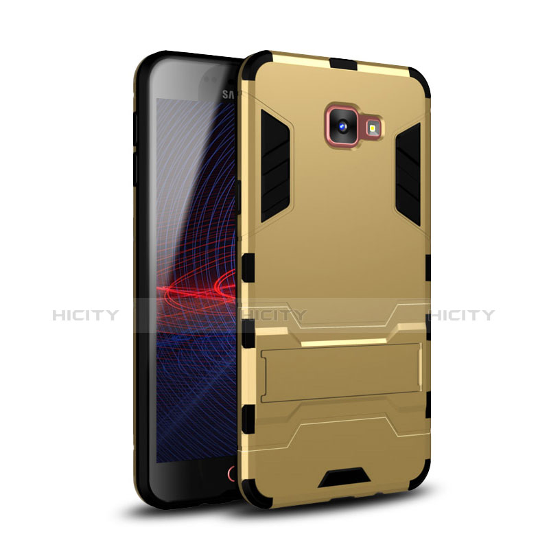 Coque Contour Silicone et Plastique Housse Etui Mat avec Support pour Samsung Galaxy A9 Pro (2016) SM-A9100 Or Plus