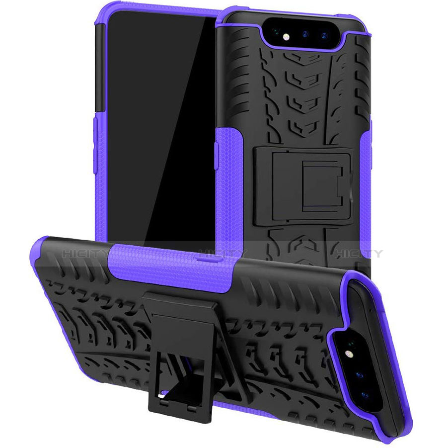 Coque Contour Silicone et Plastique Housse Etui Mat avec Support pour Samsung Galaxy A90 4G Plus