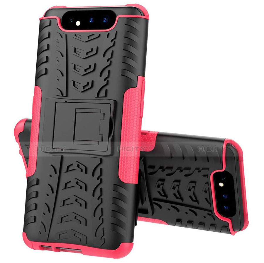 Coque Contour Silicone et Plastique Housse Etui Mat avec Support pour Samsung Galaxy A90 4G Plus