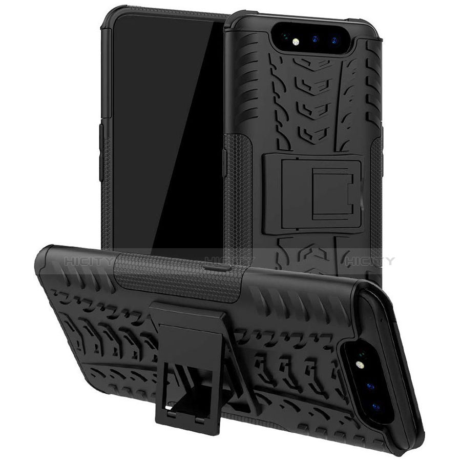 Coque Contour Silicone et Plastique Housse Etui Mat avec Support pour Samsung Galaxy A90 4G Plus