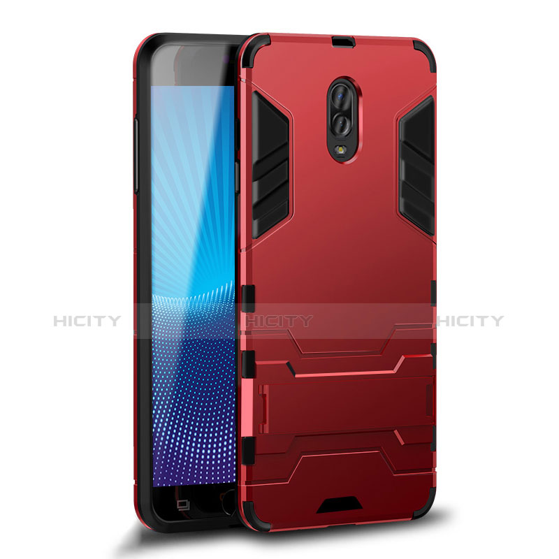 Coque Contour Silicone et Plastique Housse Etui Mat avec Support pour Samsung Galaxy C7 (2017) Rouge Plus