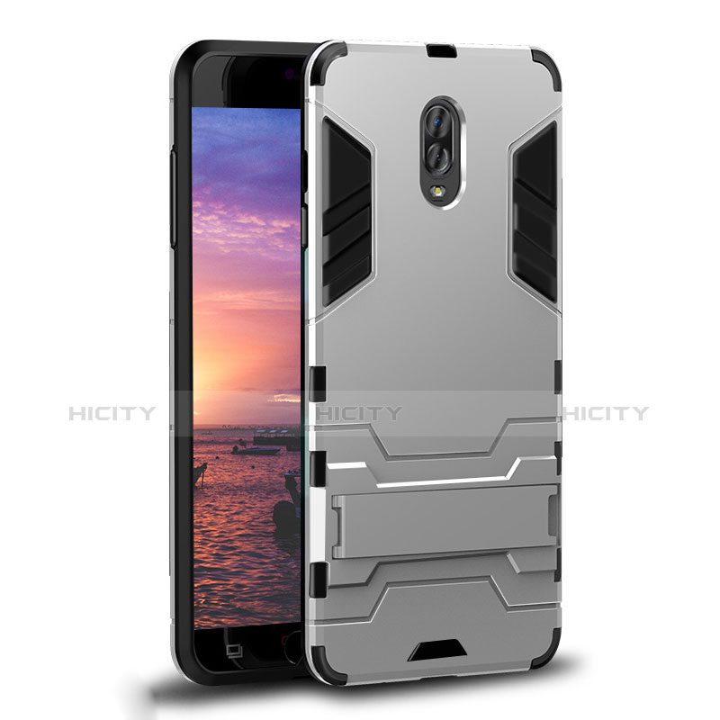 Coque Contour Silicone et Plastique Housse Etui Mat avec Support pour Samsung Galaxy C8 C710F Blanc Plus