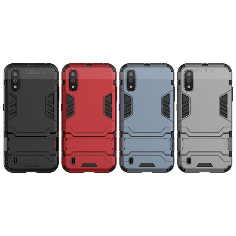 Coque Contour Silicone et Plastique Housse Etui Mat avec Support pour Samsung Galaxy M01 Plus