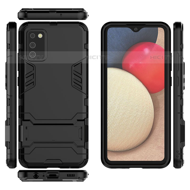 Coque Contour Silicone et Plastique Housse Etui Mat avec Support pour Samsung Galaxy M02s Plus