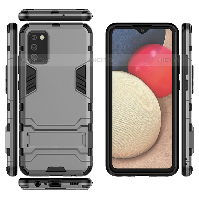 Coque Contour Silicone et Plastique Housse Etui Mat avec Support pour Samsung Galaxy M02s Plus