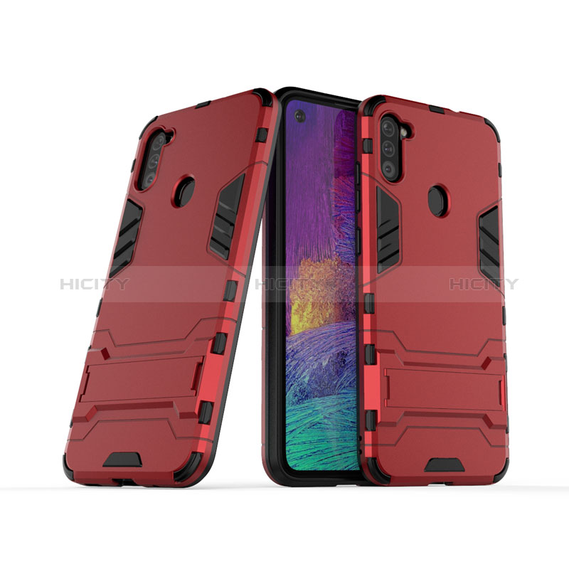 Coque Contour Silicone et Plastique Housse Etui Mat avec Support pour Samsung Galaxy M11 Plus