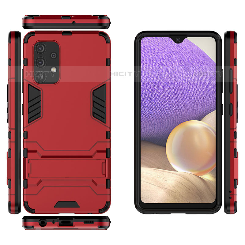 Coque Contour Silicone et Plastique Housse Etui Mat avec Support pour Samsung Galaxy M32 5G Plus