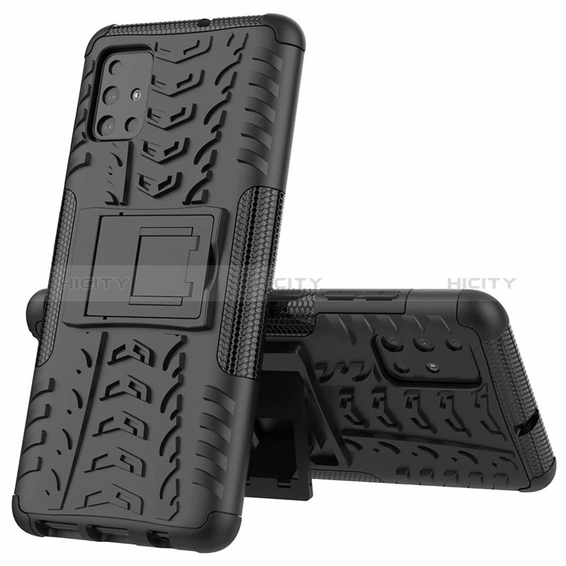 Coque Contour Silicone et Plastique Housse Etui Mat avec Support pour Samsung Galaxy M40S Noir Plus