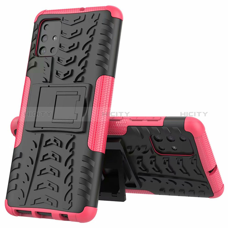 Coque Contour Silicone et Plastique Housse Etui Mat avec Support pour Samsung Galaxy M40S Rose Plus