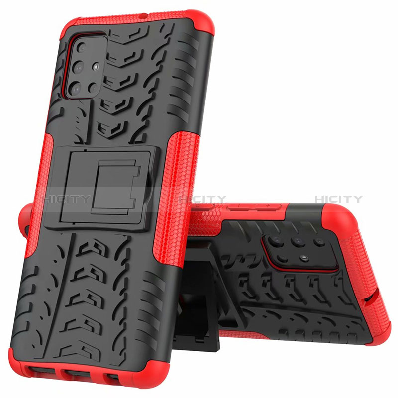 Coque Contour Silicone et Plastique Housse Etui Mat avec Support pour Samsung Galaxy M40S Rouge Plus