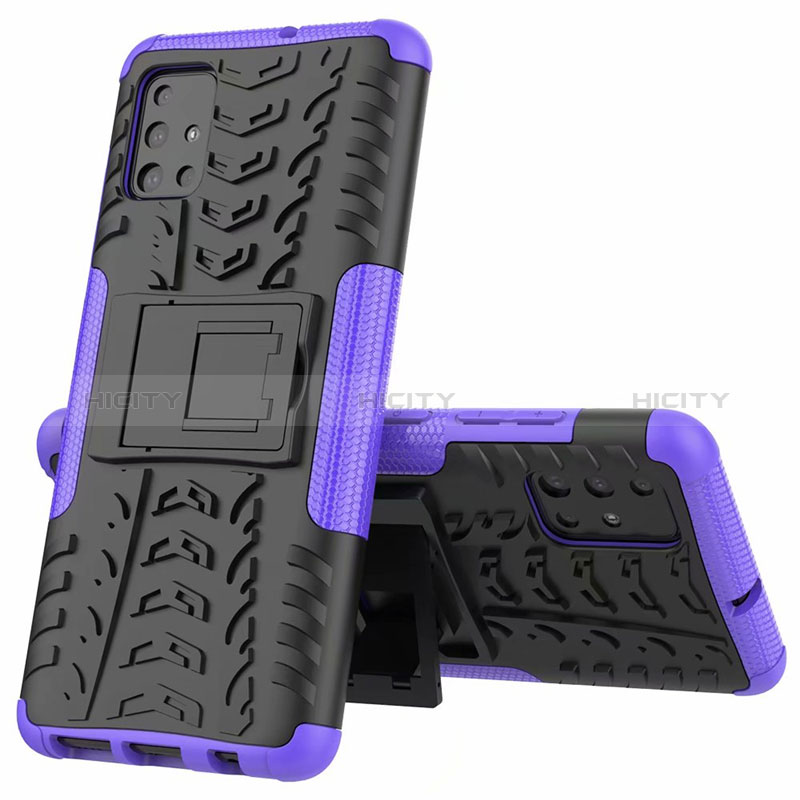 Coque Contour Silicone et Plastique Housse Etui Mat avec Support pour Samsung Galaxy M40S Violet Plus