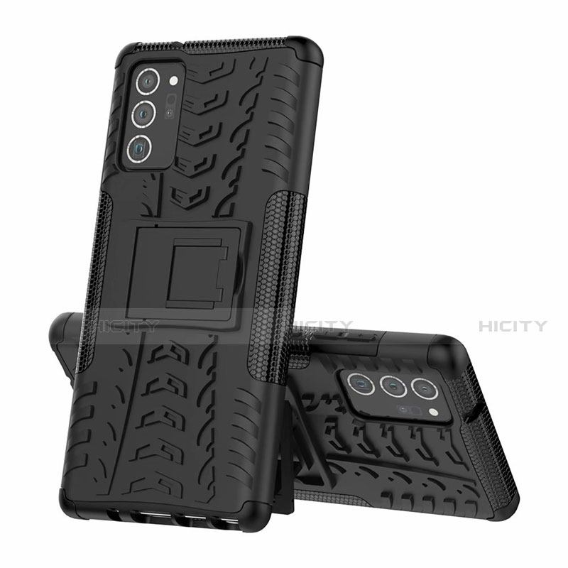 Coque Contour Silicone et Plastique Housse Etui Mat avec Support pour Samsung Galaxy Note 20 5G Plus