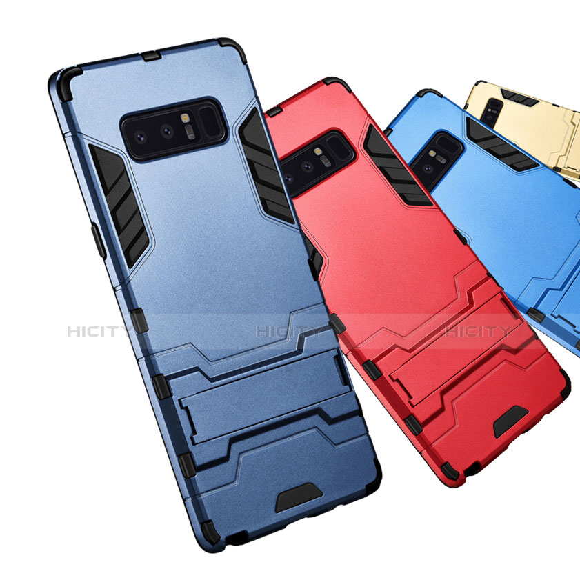 Coque Contour Silicone et Plastique Housse Etui Mat avec Support pour Samsung Galaxy Note 8 Plus