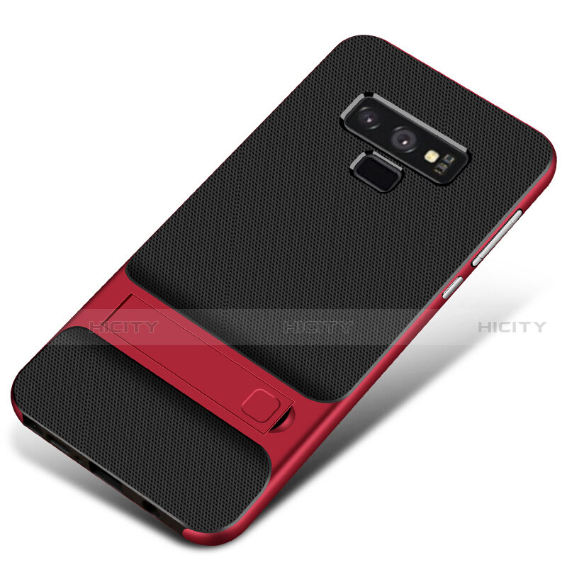 Coque Contour Silicone et Plastique Housse Etui Mat avec Support pour Samsung Galaxy Note 9 Rouge Plus