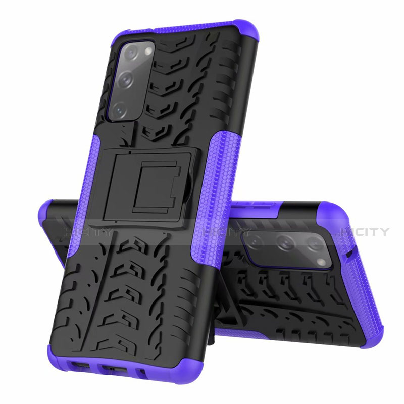 Coque Contour Silicone et Plastique Housse Etui Mat avec Support pour Samsung Galaxy S20 FE (2022) 5G Violet Plus