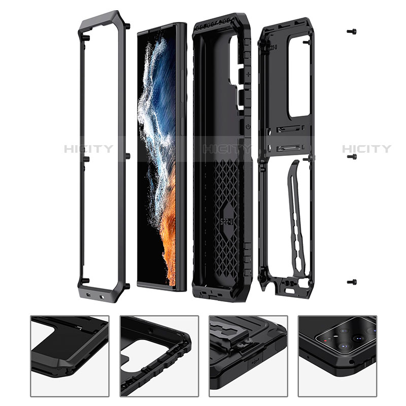 Coque Contour Silicone et Plastique Housse Etui Mat avec Support pour Samsung Galaxy S21 Ultra 5G Plus