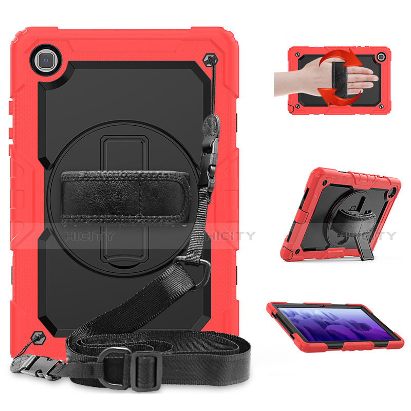 Coque Contour Silicone et Plastique Housse Etui Mat avec Support pour Samsung Galaxy Tab A7 4G 10.4 SM-T505 Rouge Plus