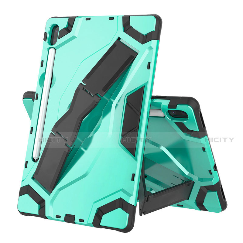 Coque Contour Silicone et Plastique Housse Etui Mat avec Support pour Samsung Galaxy Tab S6 10.5 SM-T860 Vert Plus