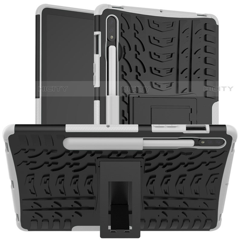 Coque Contour Silicone et Plastique Housse Etui Mat avec Support pour Samsung Galaxy Tab S7 4G 11 SM-T875 Plus