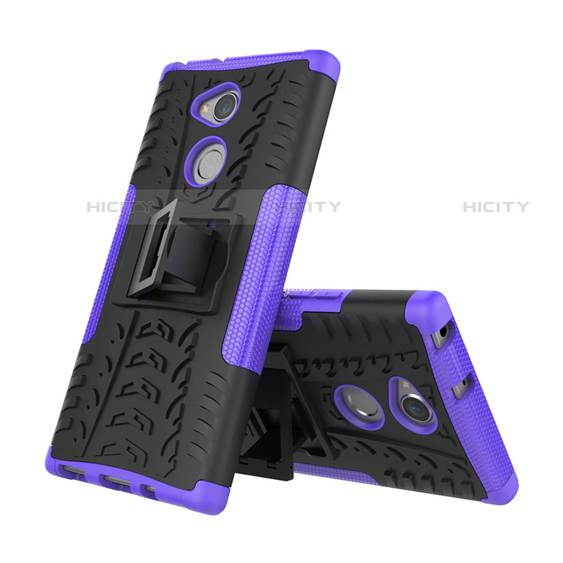 Coque Contour Silicone et Plastique Housse Etui Mat avec Support pour Sony Xperia XA2 Ultra Violet Plus