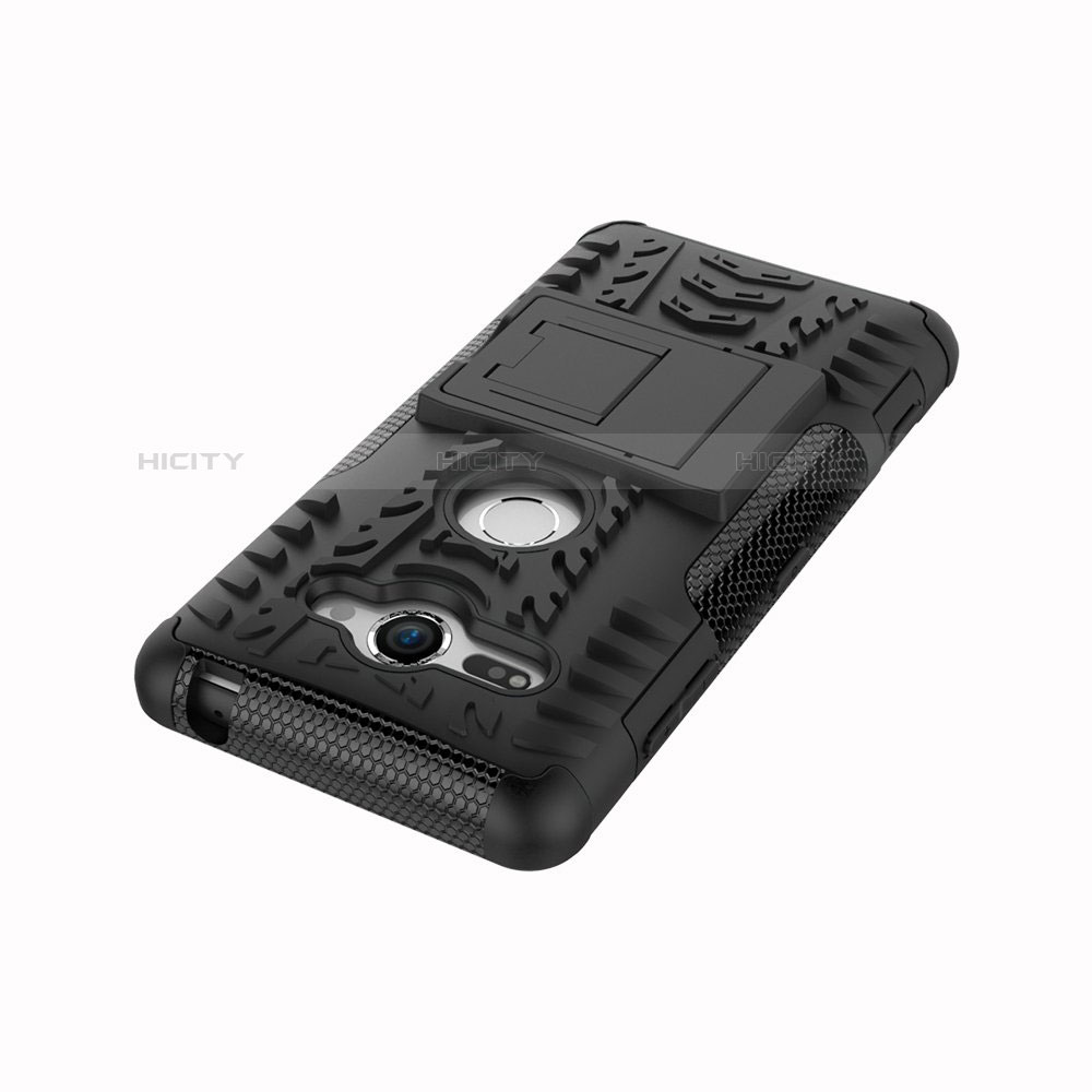 Coque Contour Silicone et Plastique Housse Etui Mat avec Support pour Sony Xperia XZ2 Compact Plus