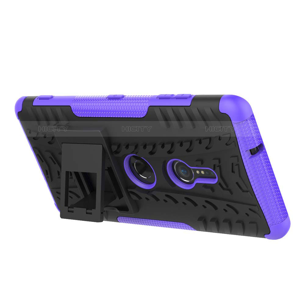 Coque Contour Silicone et Plastique Housse Etui Mat avec Support pour Sony Xperia XZ3 Plus