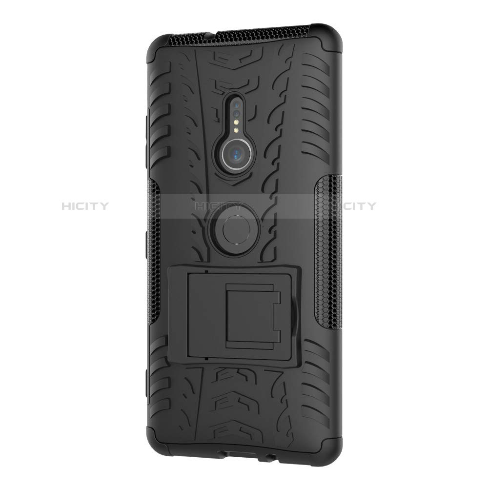 Coque Contour Silicone et Plastique Housse Etui Mat avec Support pour Sony Xperia XZ3 Plus