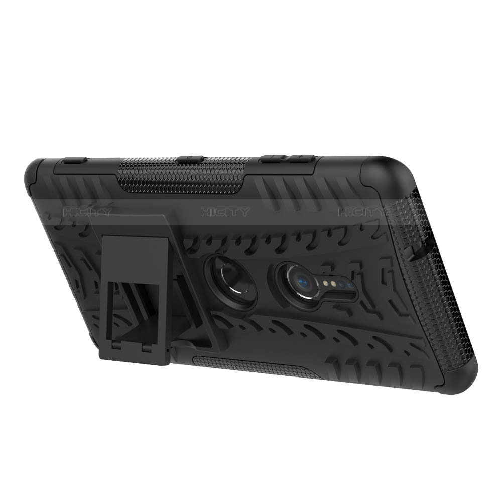 Coque Contour Silicone et Plastique Housse Etui Mat avec Support pour Sony Xperia XZ3 Plus