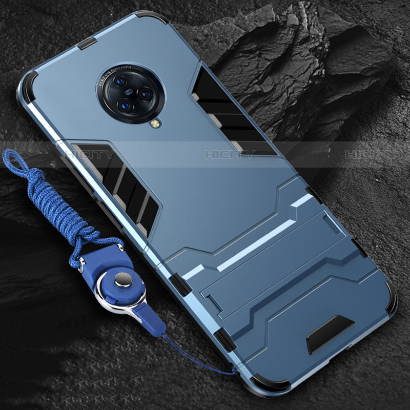 Coque Contour Silicone et Plastique Housse Etui Mat avec Support pour Vivo Nex 3 5G Bleu Plus