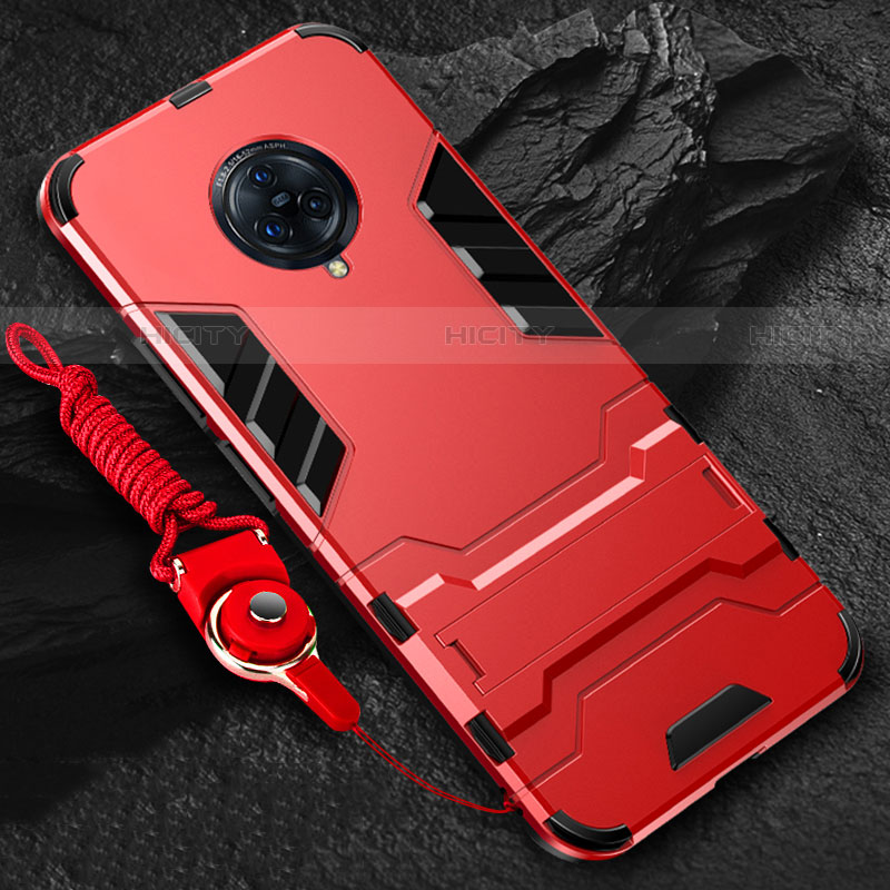 Coque Contour Silicone et Plastique Housse Etui Mat avec Support pour Vivo Nex 3 Rouge Plus