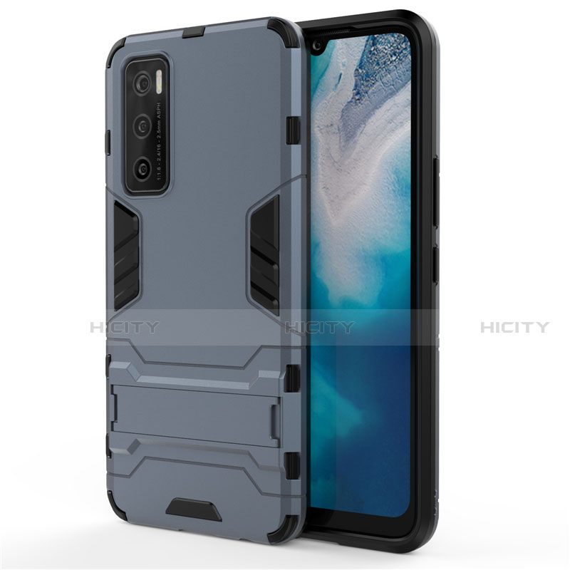 Coque Contour Silicone et Plastique Housse Etui Mat avec Support pour Vivo Y70 (2020) Bleu Plus