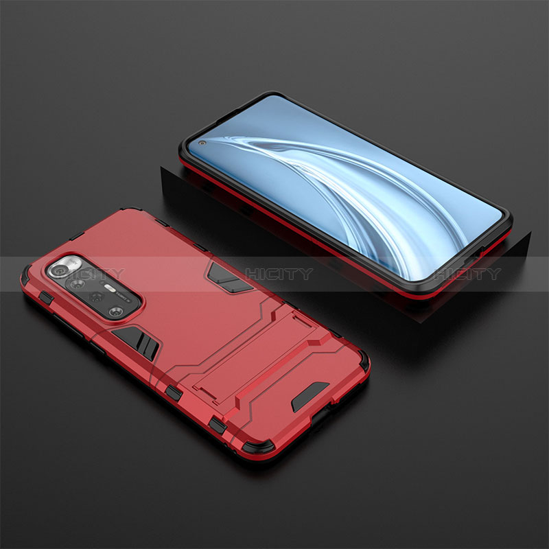 Coque Contour Silicone et Plastique Housse Etui Mat avec Support pour Xiaomi Mi 10S 5G Plus