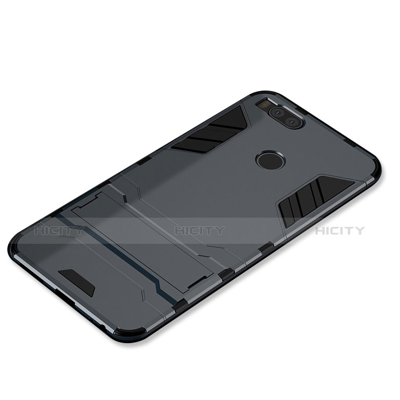 Coque Contour Silicone et Plastique Housse Etui Mat avec Support pour Xiaomi Mi 5X Gris Plus