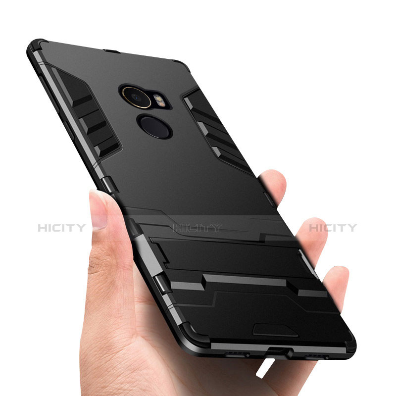 Coque Contour Silicone et Plastique Housse Etui Mat avec Support pour Xiaomi Mi Mix Plus