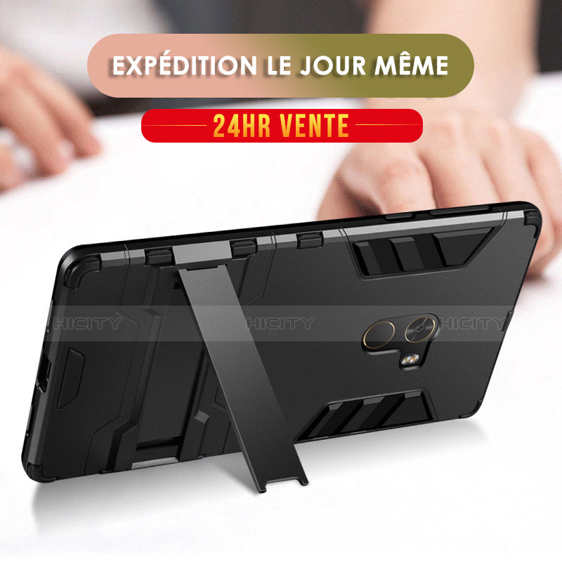 Coque Contour Silicone et Plastique Housse Etui Mat avec Support pour Xiaomi Mi Mix Plus