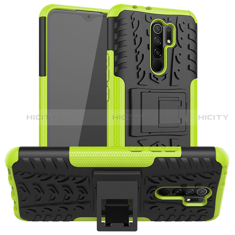 Coque Contour Silicone et Plastique Housse Etui Mat avec Support pour Xiaomi Poco M2 Plus