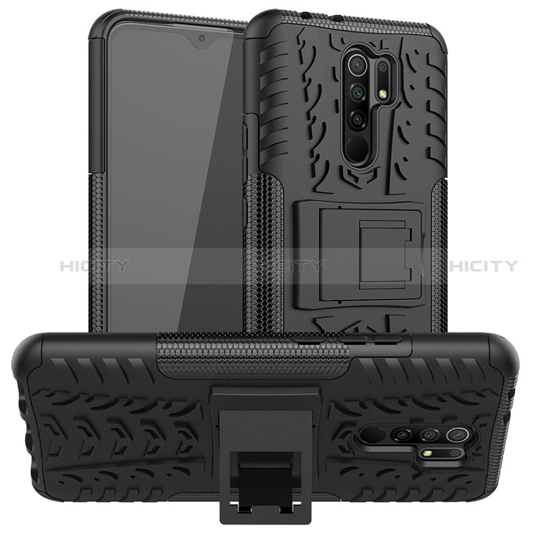 Coque Contour Silicone et Plastique Housse Etui Mat avec Support pour Xiaomi Poco M2 Plus