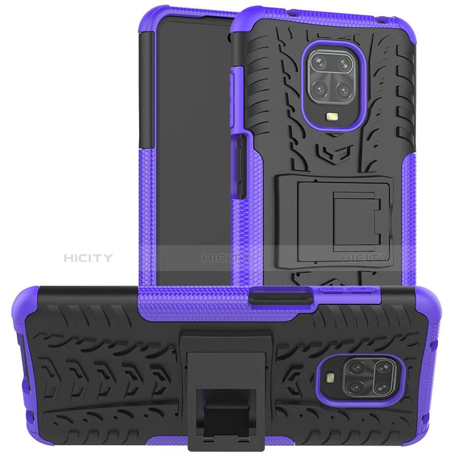 Coque Contour Silicone et Plastique Housse Etui Mat avec Support pour Xiaomi Poco M2 Pro Plus