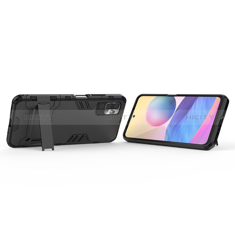 Coque Contour Silicone et Plastique Housse Etui Mat avec Support pour Xiaomi POCO M3 Pro 5G Plus