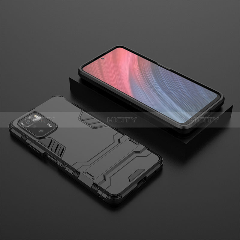 Coque Contour Silicone et Plastique Housse Etui Mat avec Support pour Xiaomi Poco X3 GT 5G Noir Plus