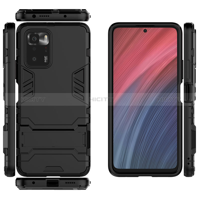 Coque Contour Silicone et Plastique Housse Etui Mat avec Support pour Xiaomi Poco X3 GT 5G Plus