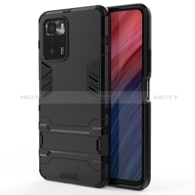 Coque Contour Silicone et Plastique Housse Etui Mat avec Support pour Xiaomi Poco X3 GT 5G Plus