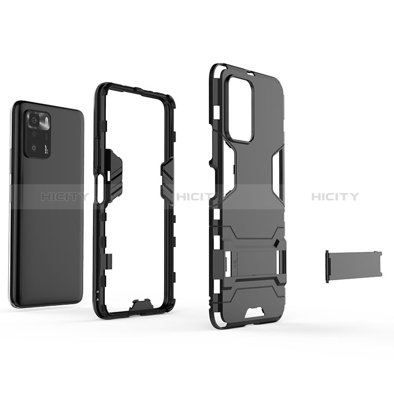 Coque Contour Silicone et Plastique Housse Etui Mat avec Support pour Xiaomi Poco X3 GT 5G Plus