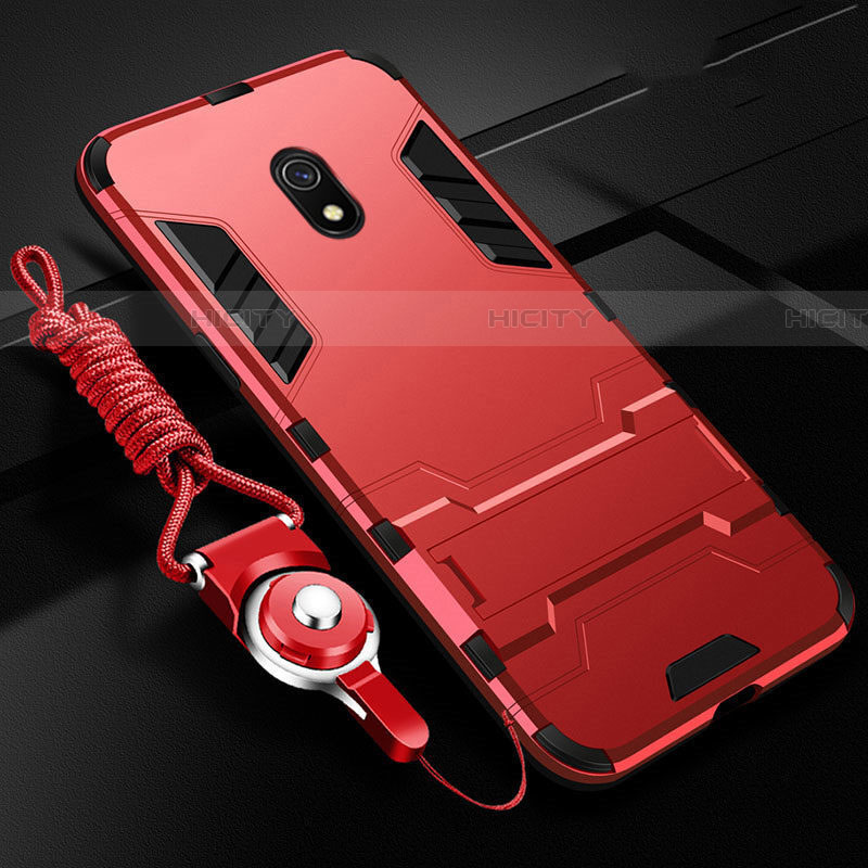 Coque Contour Silicone et Plastique Housse Etui Mat avec Support pour Xiaomi Redmi 8A Plus